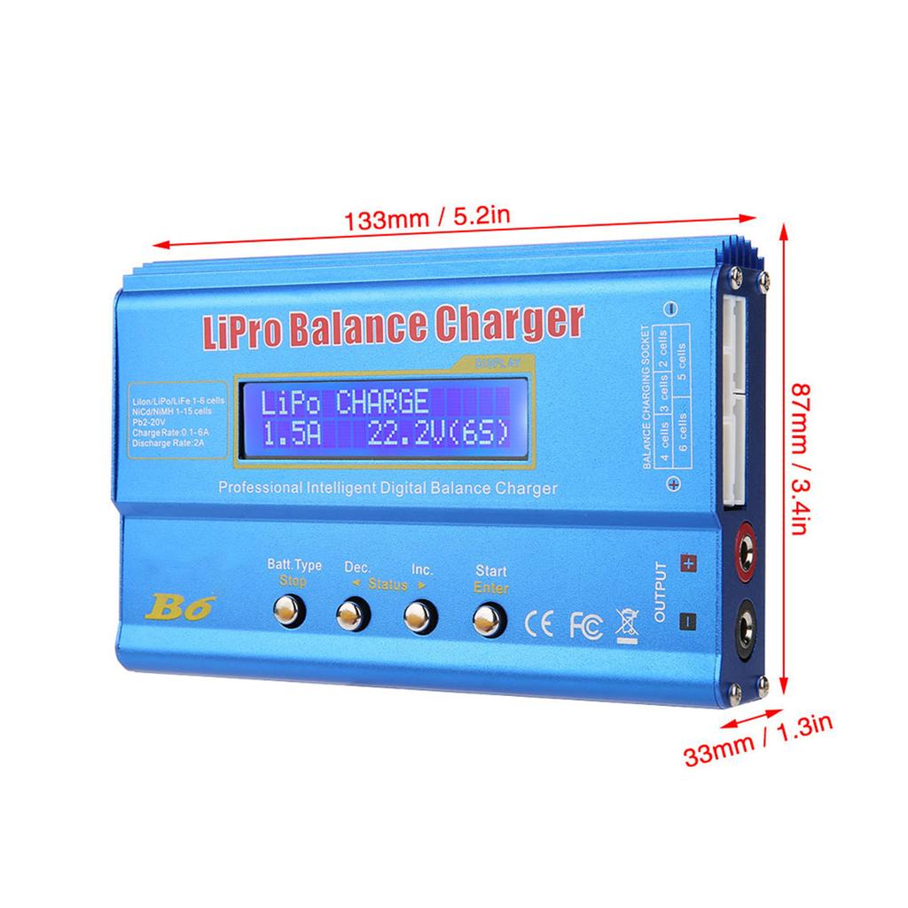 Балансное зарядное устройство Lipo, 80 Вт, 6 А, для LiPo, Liion, LiFe, LiHV аккумуляторов (16S), NiMH, NiCd