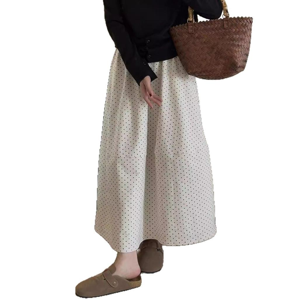 Flowy Floral Print Midi Skirt With Lining For Women French Sweet Style Skirt