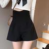Унисекс Черные Шорты А-силуэта с Широкими Штанинами - Весна/Лето 2024 Высокая Талия Стройнящие, Для Миниатюрных, Свободные Повседневные