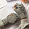 1 Pair Knitted Flip Gloves Fingerless Gloves Winter Warm Without Fingers Mittens  for Men Women