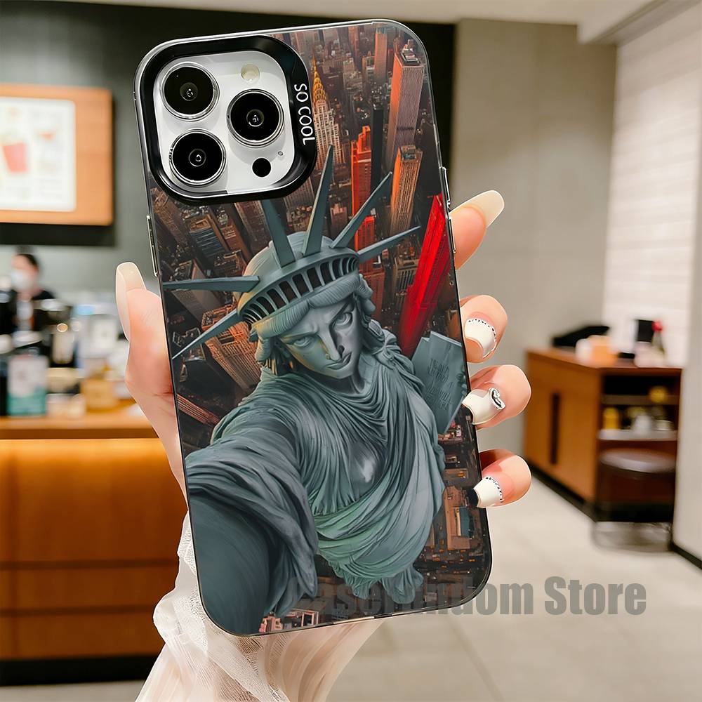 New York City Image Phone Case For iPhone 17,16,15,14,13,12,11,Pro,Max,Plus,Black Matte Shockproof Cover