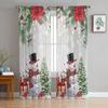 Рождественские занавески Снеговик Пуансеттия Прозрачные занавески для детей Спальня Гостиная Вуаль Шторы Рождественская кухня Тюль Шторы