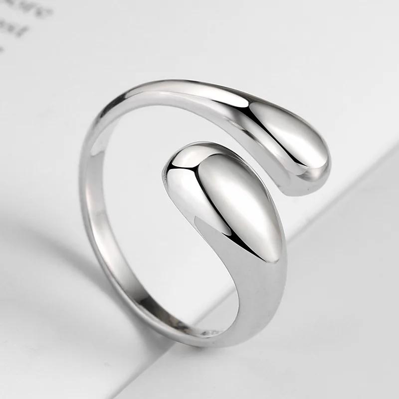 LATS New Fashion Designer Gold Silver Colour Water Drop Ring Woman Europe America Luxury Jewelry Trendy Accessories Gift