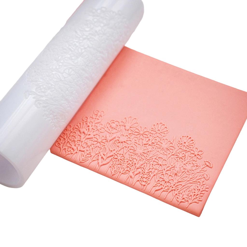 Акриловый ролик для полимерной глины для изготовления серег с цветочными узорами и ручкой с удобным захватом, текстурная форма под коровью шкуру, гончарный инструмент