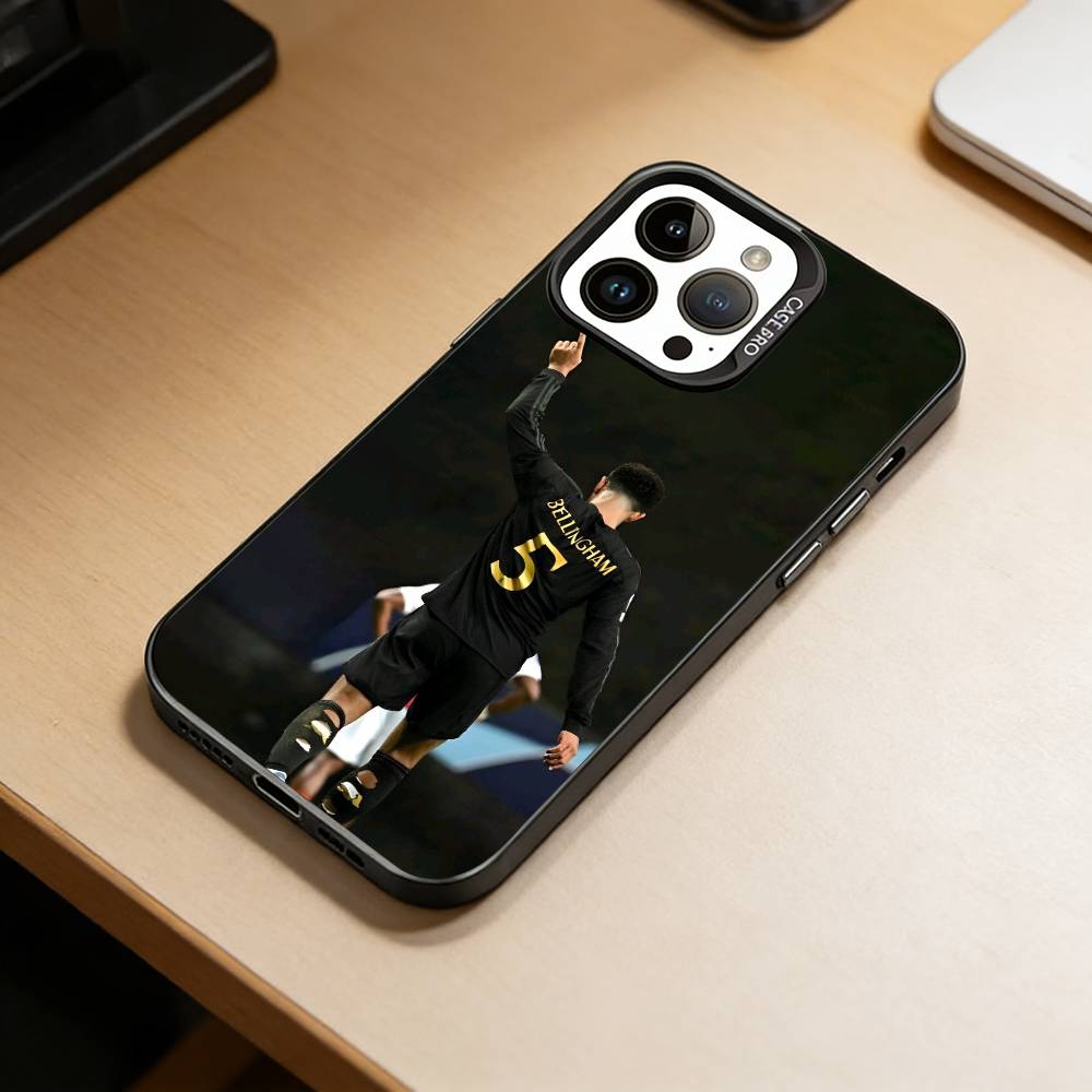Чехол для телефона J-Jude J-Bellingham для iPhone 17,16,15,14,13,12,11 Plus,Pro Max,XS,Цветной Серебряный Покрытие Внутренняя Крышка