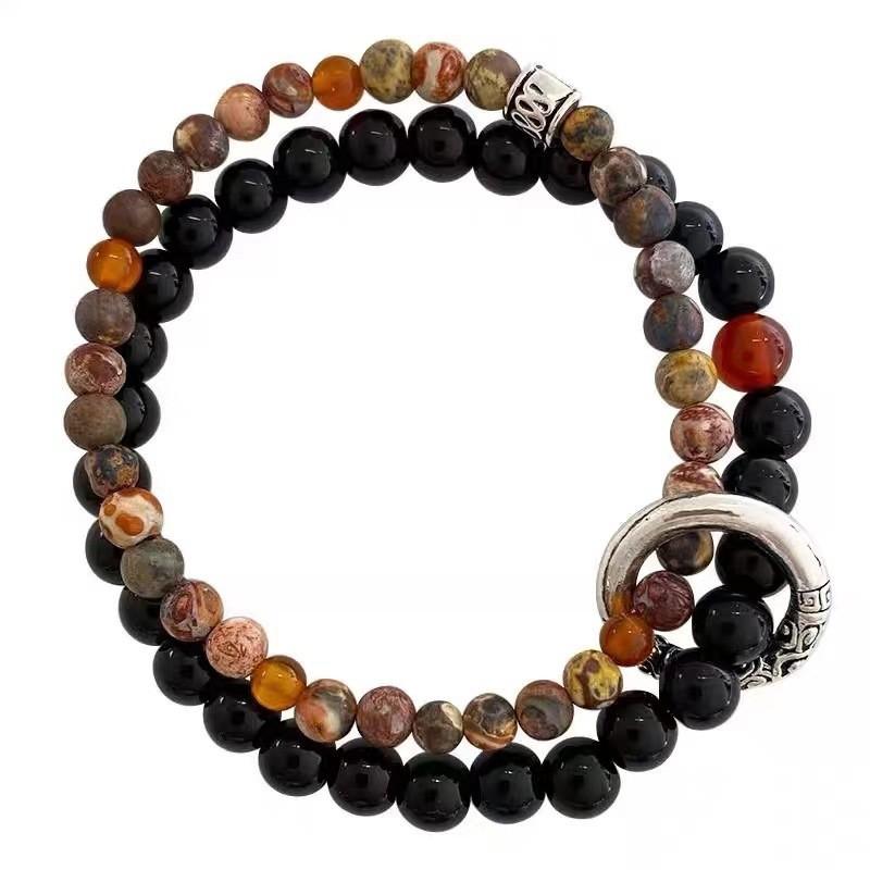 Style Handcrafted Ethnic Natural Stone Beaded Bracelet Unisex Design Geometric