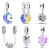 Real 925 Sterling Silver Moon Vitreous Star Fairy Tale Charms Beads Fit 925 Original Bracelets DIY Jewelry Romantic Gift