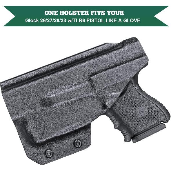 WARRIORLAN Compatible with Glock 26 w/TLR-6 Holster, IWB Kydex Holster Fit Glock 26/27/28/33 w/TLR6 Laser Light, Inside Waistband Concealed Carry