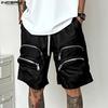Мужские летние повседневные свободные брюки-карго с завязками на резинке и карманами на талии, шорты