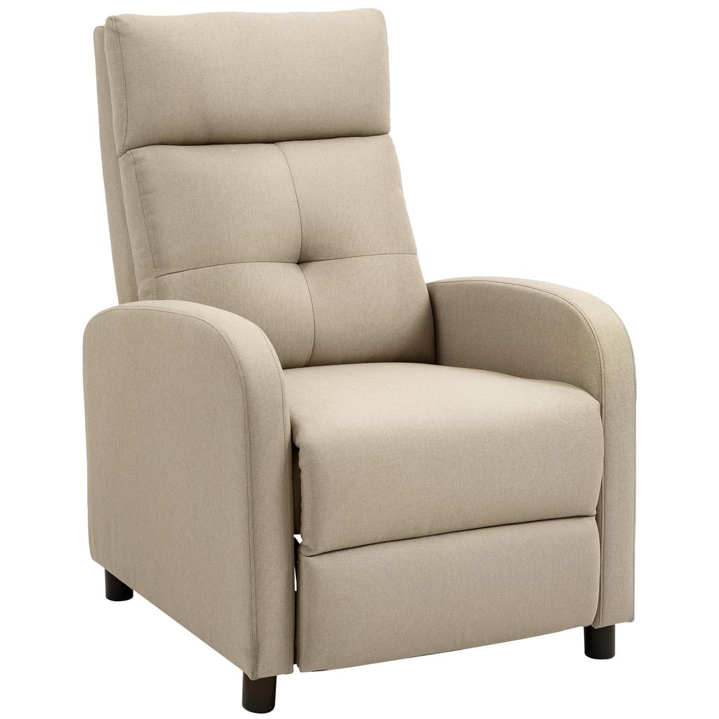 Recliner with Reclining Function, Extendable Footrest, Pocket Spring Core, up to 150 kg, Beige