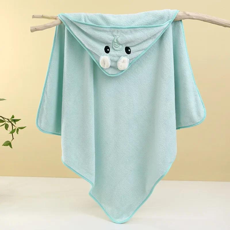 Cartoon Baby Bath Towels Warm Coral Velvet Hooded Towel Soft Absorbent Blanket Cute Baby Bathrobe Newborn Girl Boy Wrap Blanket