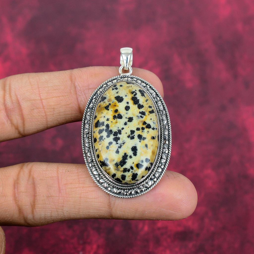 Подвеска из драгоценного камня Далмации ручной работы, подвеска из стерлингового серебра 925 пробы, уникальный дизайн ювелирных изделий, для женщин