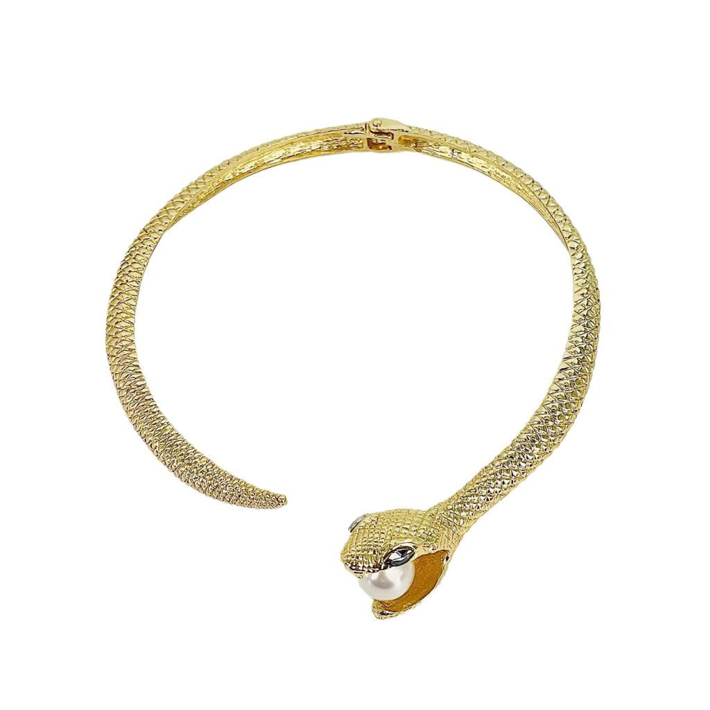 Accessories Punk Snake Collar Retro Exaggerated Snake Pattern Gold And Silver Collar Fashion Women