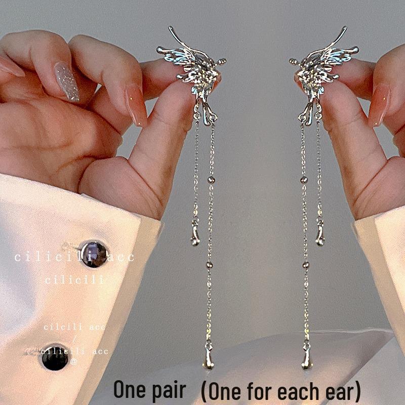 Корейские клипсы для непроколотых ушей – классный дизайн с кисточками и жемчужными бабочками для женщин