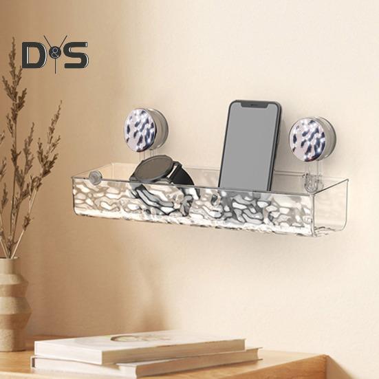 1/2 шт., прозрачная настенная полка без сверления, присоска, большая вместимость, простая установка, универсальный органайзер для ванной комнаты и душа