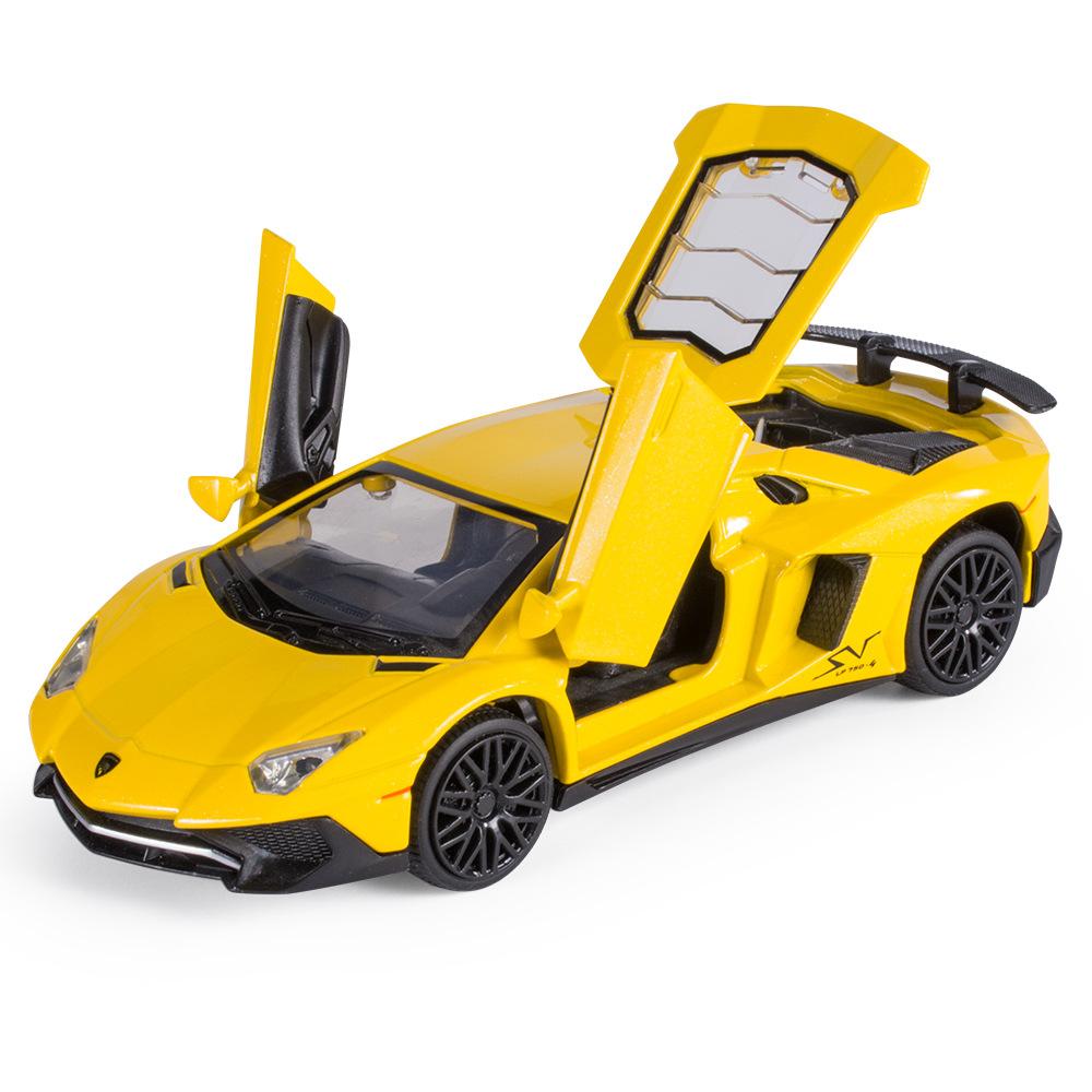 1:32-масштабная модель Lambo LP750, автомобиль с откатным механизмом, звуком и светом для детей, мальчиков и девочек, металлический корпус, открытая дверь
