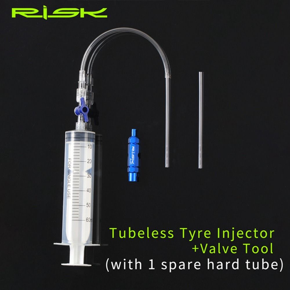 Tire Parts Road Bicycle Tire Tubeless Valves Rubber Hose Kit Tubeless Sealant Injector 60ml Syringe