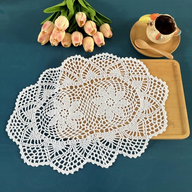 1PC Hand Crocheted Doily Vintage Cotton Crochet Table Place Mat Wedding Napkins Cloth Lace Placemats Decorative