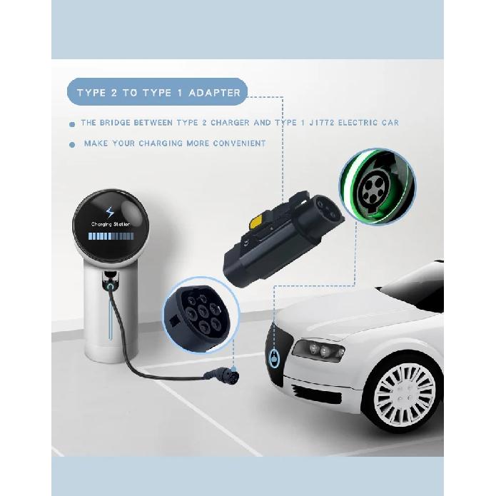 16A 32A EV Adapter Type 2 IEC 62196-2 To Type 1 Electric Car