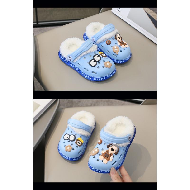Съемная детская обувь с симпатичным зимним теплом и плюшем, теплая, хлопковая обувь, хлопковые тапочки