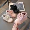 Туфли Модный бант Обувь для девочек 2025весна Новые Детские кожаные ботинки в британском стиле Простые повседневные ботильоны для девочек Резиновые сапоги