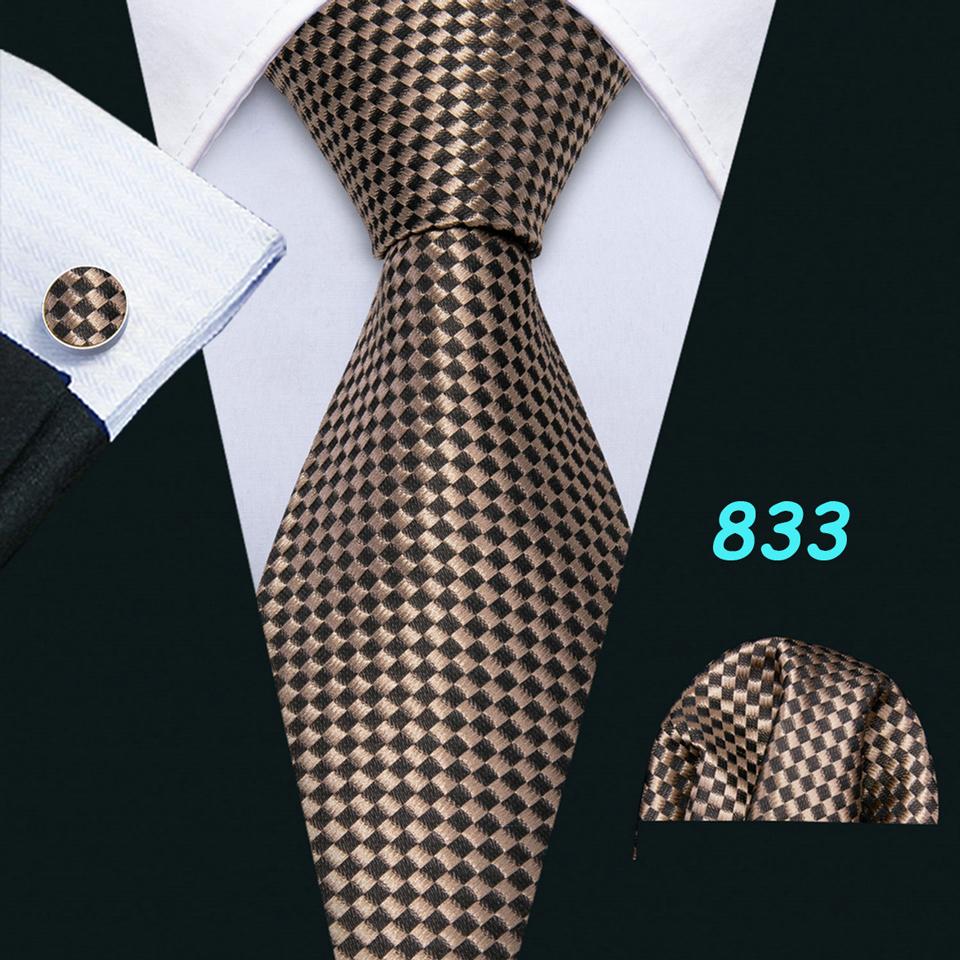 Barry.Wang Men's Silk Ties Pocket Square Cufflinks Floral Jacquard Necktie Set for Formal Designer