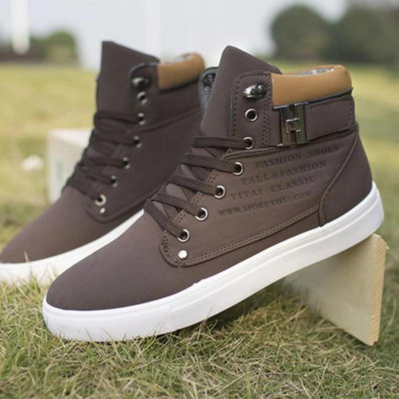Men's Boots New Korean Version Men's Shoes High Top Skateboard Shoes Retro Platform Casual Lace Up Men Fashion Boots 2025