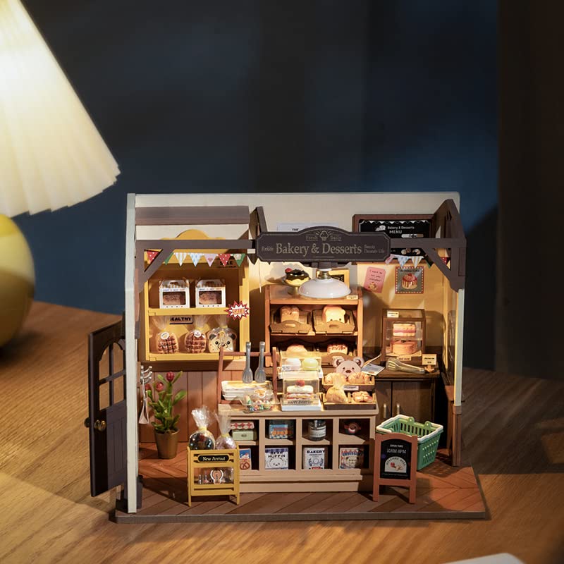 Миниатюрный домик Rolife, кукольный домик, пекарня Becca's Baking House, пекарня, DIY, 3D-головоломка, светодиодный набор для самостоятельной сборки, деревянная головоломка, деревянное ремесло, иллюстрации