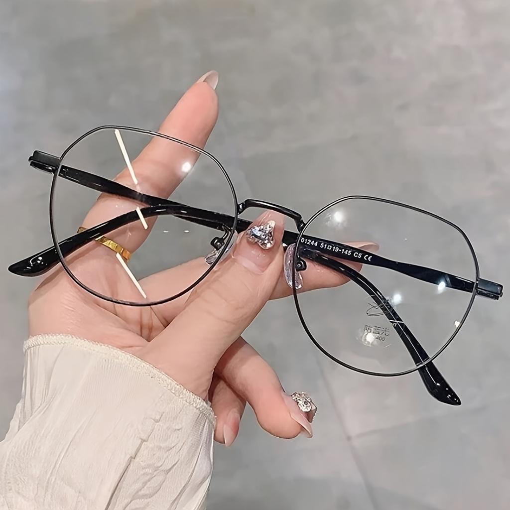 1 Pair Stylish Milk Coffee Round Glasses for Students PC Frame Anti Blue Light Protection