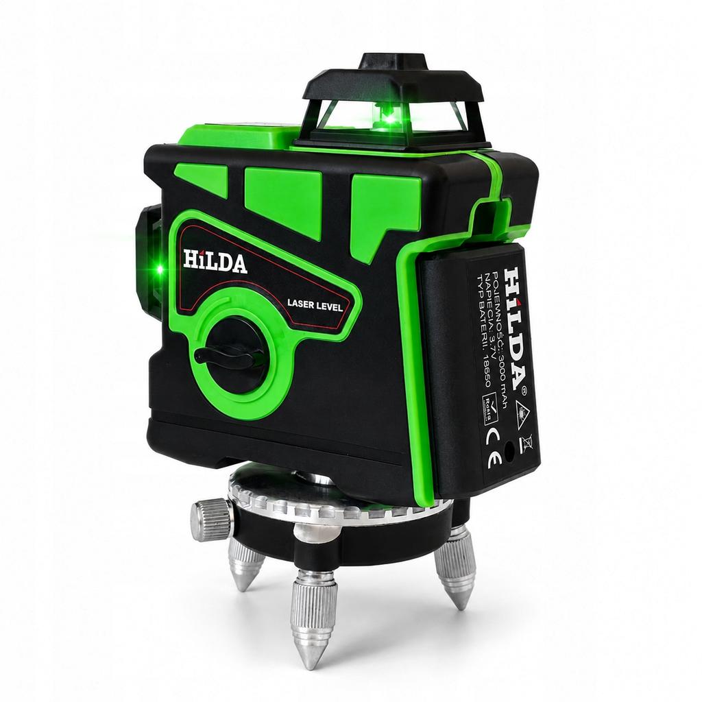 Poziomica Laserowa Hilda 3D Pro 360 Płaszczyznowa Laser Krzyżowy Zielony