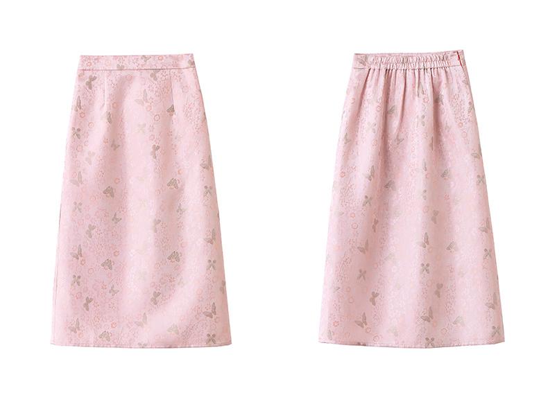 2025 Spring New Chinese Style Jacquard Frog Button Stand Collar Two-Piece Skirt Set