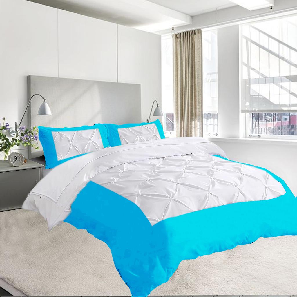 Dual Tone 600TC 3PC Duvet Cover Set 100% Egyptian Cotton - Dual Design, Multi Sizes & Colors (1 Duvet Cover & 2 Pillow Shams)