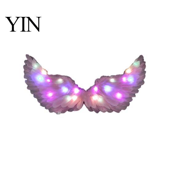 Black Fallen Angel Wings LED Light Up Feather Costume for Kids, Devil Carnival Glowing Fairy Wings, Halloween Cosplay Party Performance Props