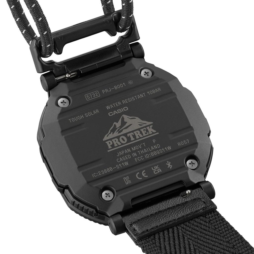 Часы Casio Pro Trek (Официальный японский продукт) Серия Hiker с Bluetooth, Tough Solar и экологичными материалами, PRJ-B001B-1JF, мужские, черные
