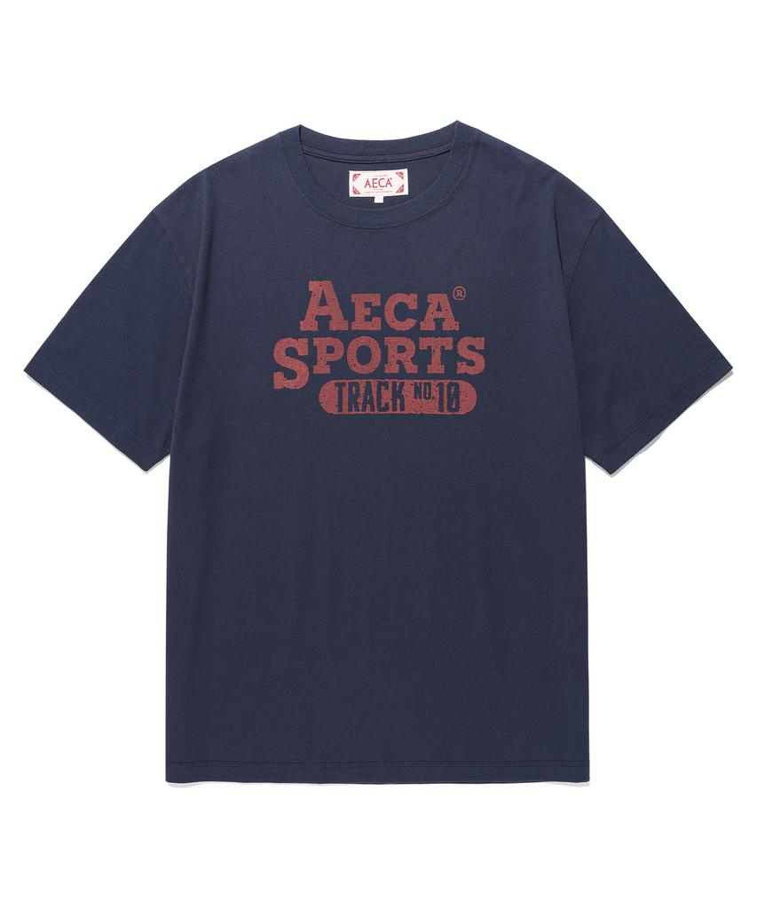 AECA Цветная цепная строчка Aeca Sports Футболка с коротким рукавом - Темно-синий