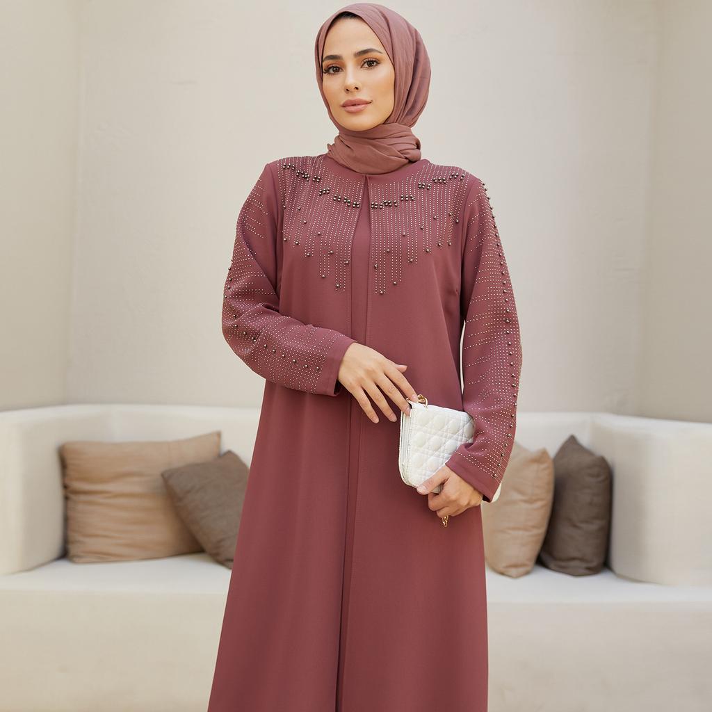 Large Size Women Stone Evening Dress Islamic Muslim Long Hijab Clothing New Season High Quality Invitation Fashion
