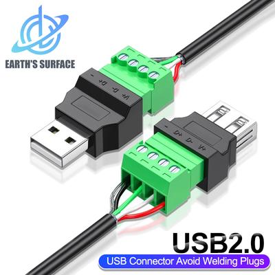 Разъем USB2.0 Избегайте сварки Штекер типа A Адаптер Разъем Гнездо USB Тип A 4-контактный Штекер/Гнездо 4-контактный Винтовой клеммный штекер