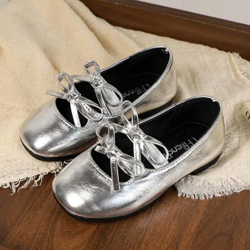 Принцесса балетки для девочек золото серебро универсальные детские кожаные туфли модные милые детские повседневные туфли на плоской подошве новые