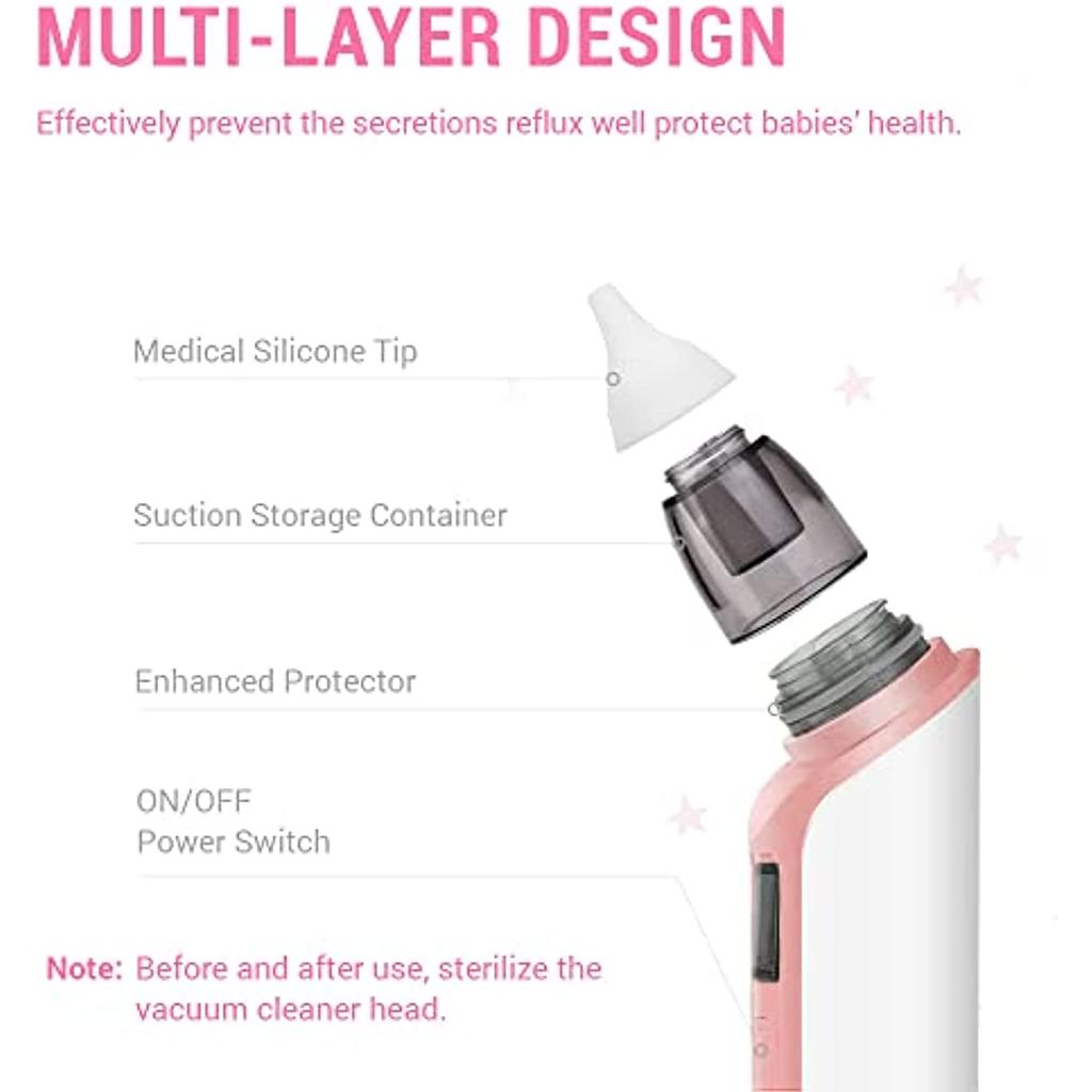 Назальный аспиратор, перезаряжаемый носовой соплей, слизь, электрическая присоска-детская присоска для удаления носа с 6 уровнями всасывания 2