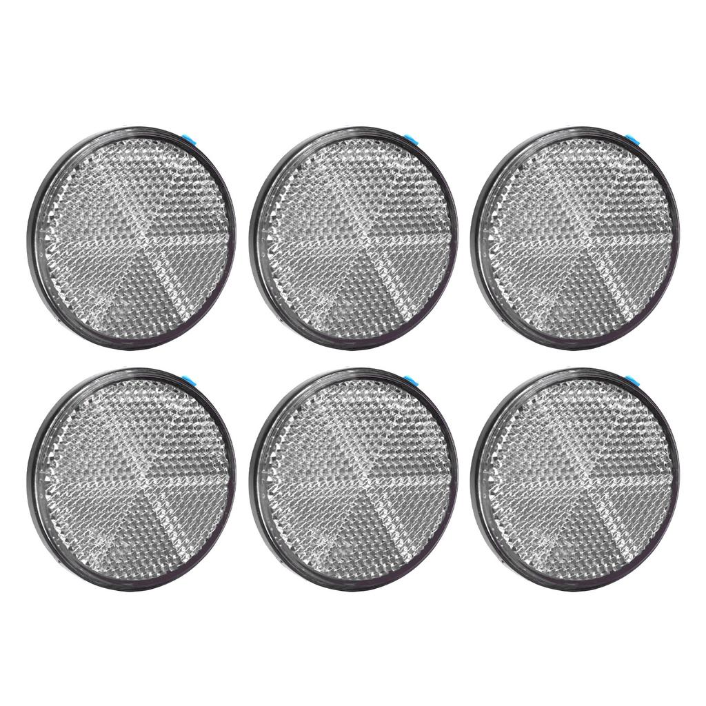 6pcs Round Reflectors Self Adhesive 2.24in Safety Reflector for Mailboxes Driveway Tunnels Post Cars Trailer White