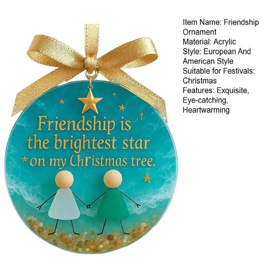 Sea Glass Friendship Ornament Handmade Sea Glass Art Friendship Keepsake Round Acrylic Christmas Tree Ornament for Xmas Party Decor