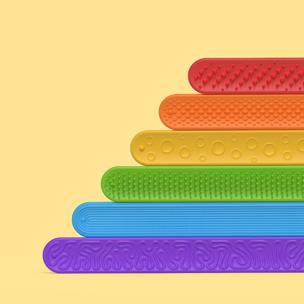 6Pcs Textured Silicone Sensory Bracelet 6Pcs Fidget Toys Christmas Gift Calming Toy  Boy Girl