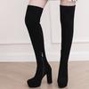 Сексуальные ботфорты для женщин, платформа, фетиш, длинные туфли, женские эластичные ботильоны на блочном каблуке выше колена, стрейч, зимняя обувь
