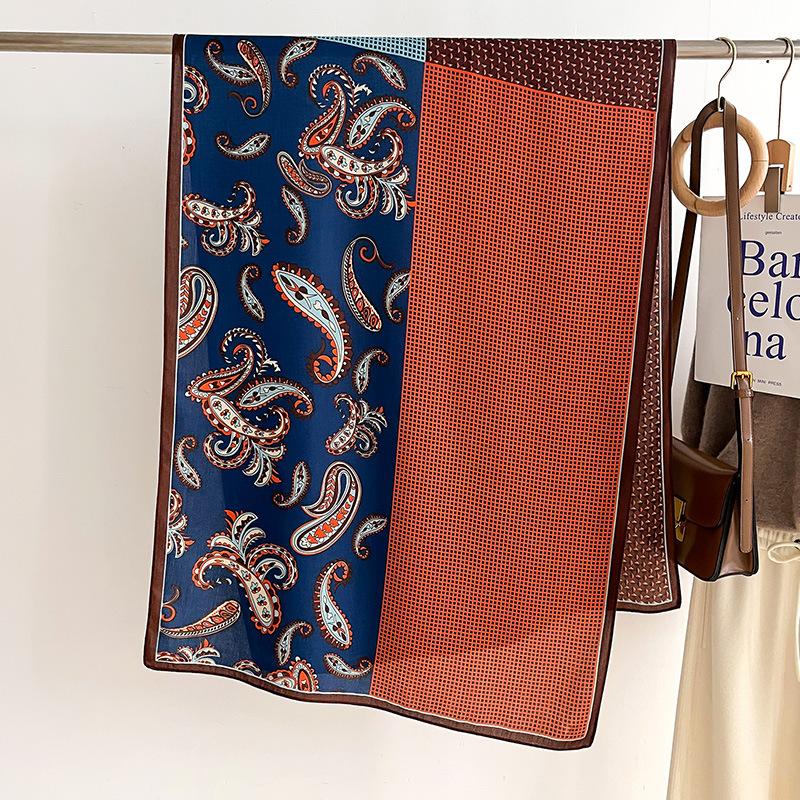 Новый модный шелковый шарф с ретро-принтом пейсли для женщин, осенне-зимний теплый платок, роскошная шаль, женские ветрозащитные шарфы, фуляр, буфандас