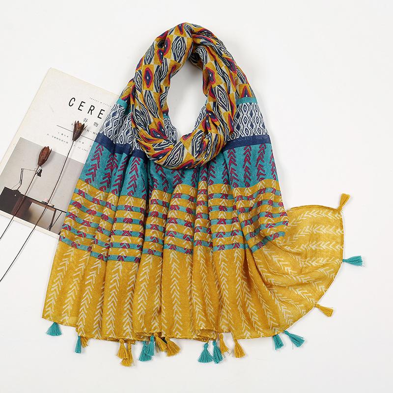 Korean Version of Xiaoxiang Style Cotton and Linen Hand-definition Fringe Scarf for Women  Fashionable  Casual Versatile and Warm Scarf Shawl