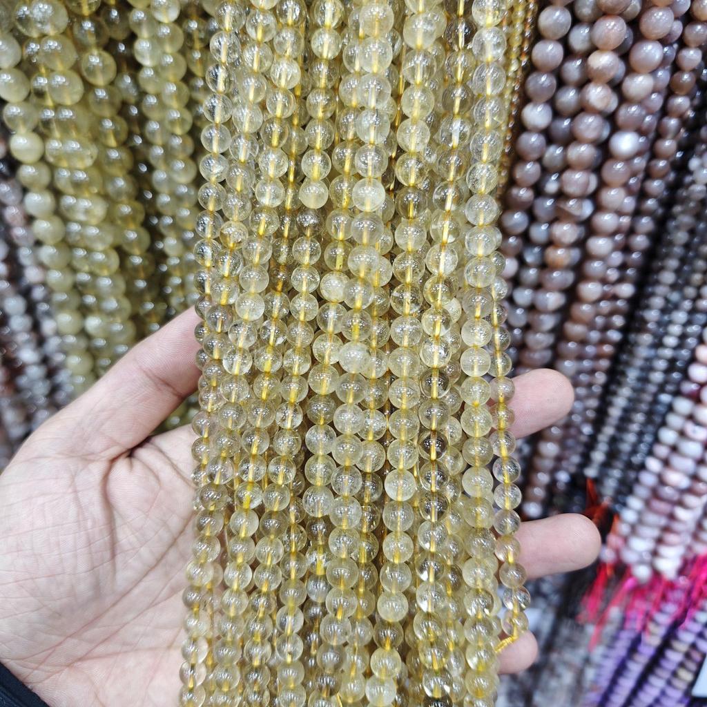 Бусины из золотистого рутилового кварца и желтого цитрина на нити для изготовления украшений и браслетов