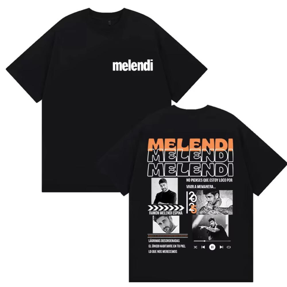 Rapper Melendi Album 2026 Merch Graphic T Shirt Mens Hip Hop Gothic Short Sleeve Tshirts Clothing Fashion Retro Cotton Tshirt