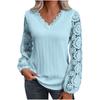 Spring and Autumn Women's V-neck Casual Loose Women's Lace Bottom Shirt