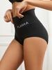1pc FLARIXA Women High Waist Seamless Panties Tummy Control Belly Slimming Body Shaper Letter Graphic Shapewear Panty Anti Rolling Shaping Underwear