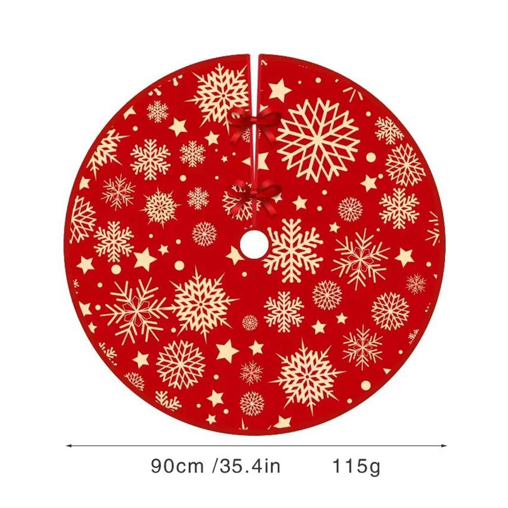 35.4inch Christmas Tree Skirts Snowflake Pattern Xmas Tree Bottom Decor Mat Printed Christmas Tree Decoration for Holiday Party